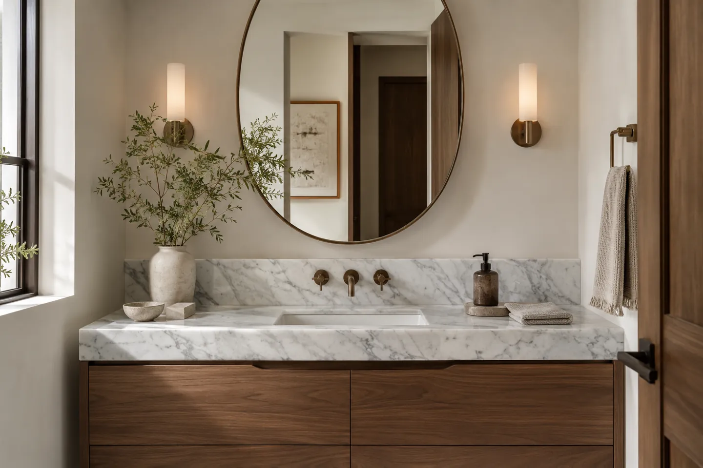 Carrara-style marble vanity design inspiration