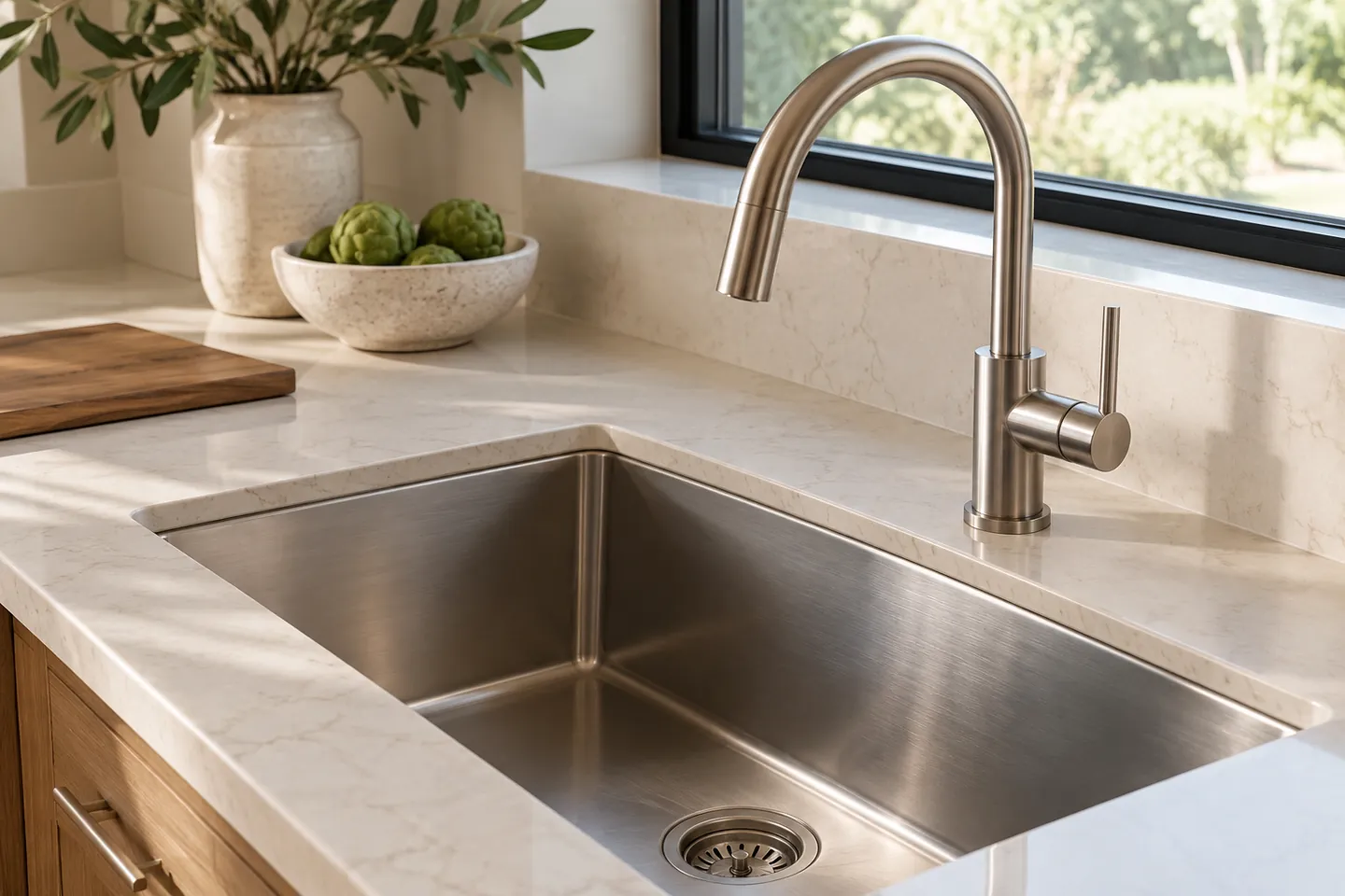 Undermount kitchen sink and brushed nickel faucet design inspiration