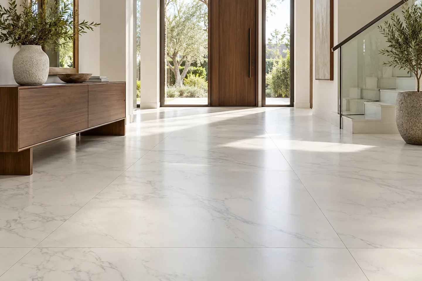 Large-format porcelain entry floor design inspiration