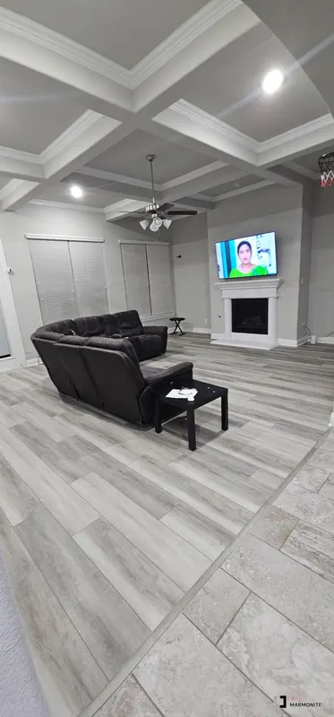 Vinyl plank flooring in a furnished living room