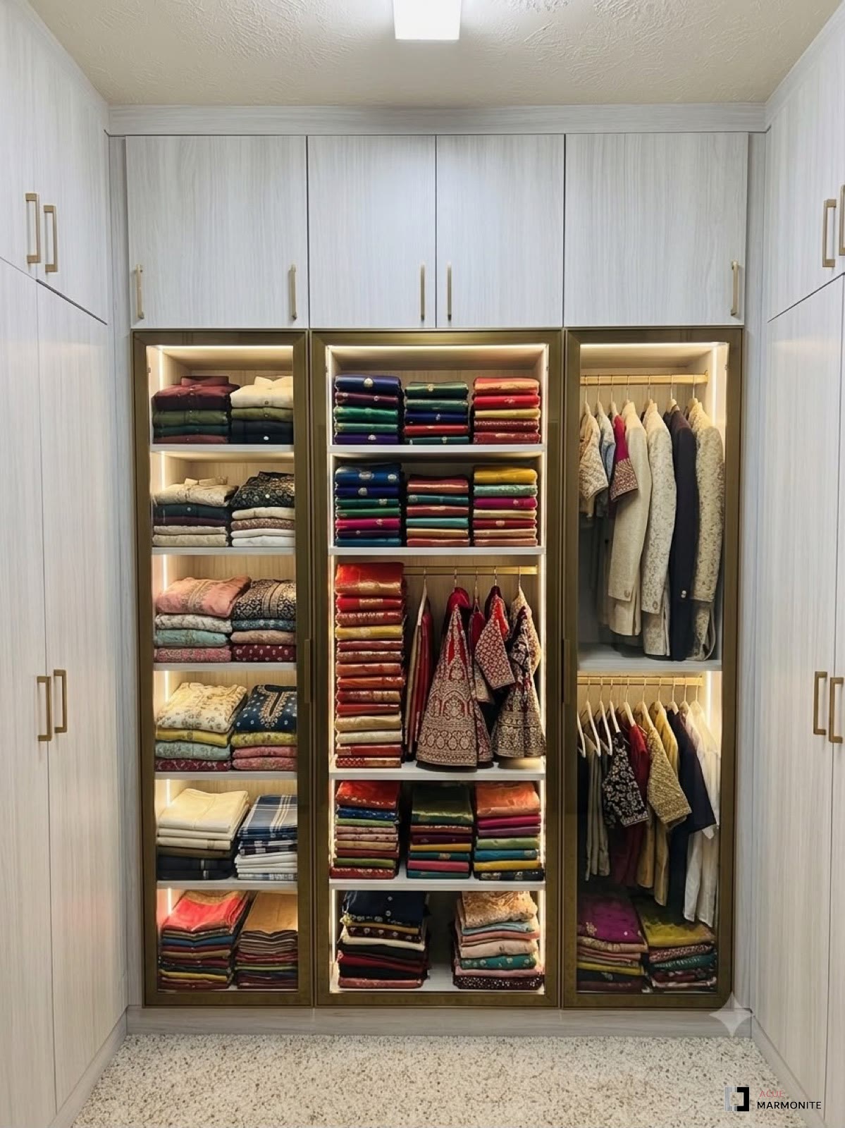 Custom LED-lit closet wardrobe